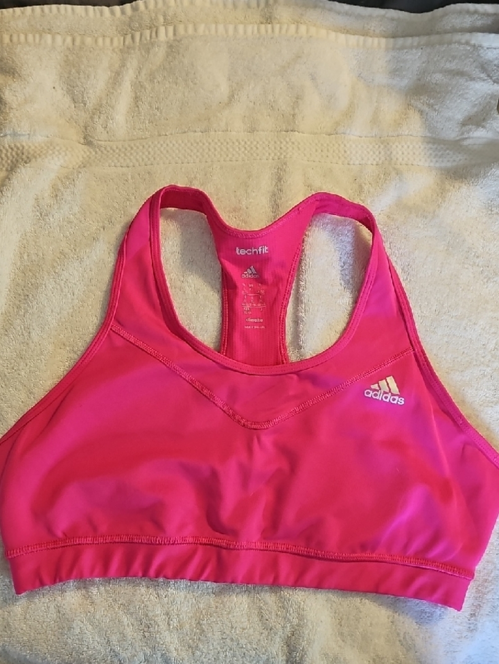 adidas Hot Pink Techfit Racerback Sports Bra